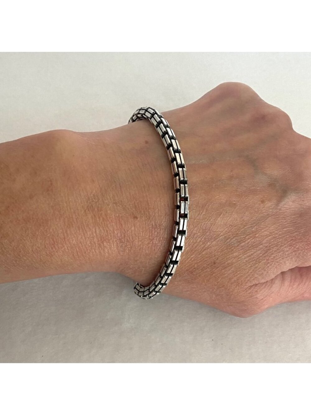 Solid Sterling Silver 925 Italy Unisex 4.5MM Heavy Box Venetian Chain Bracelet